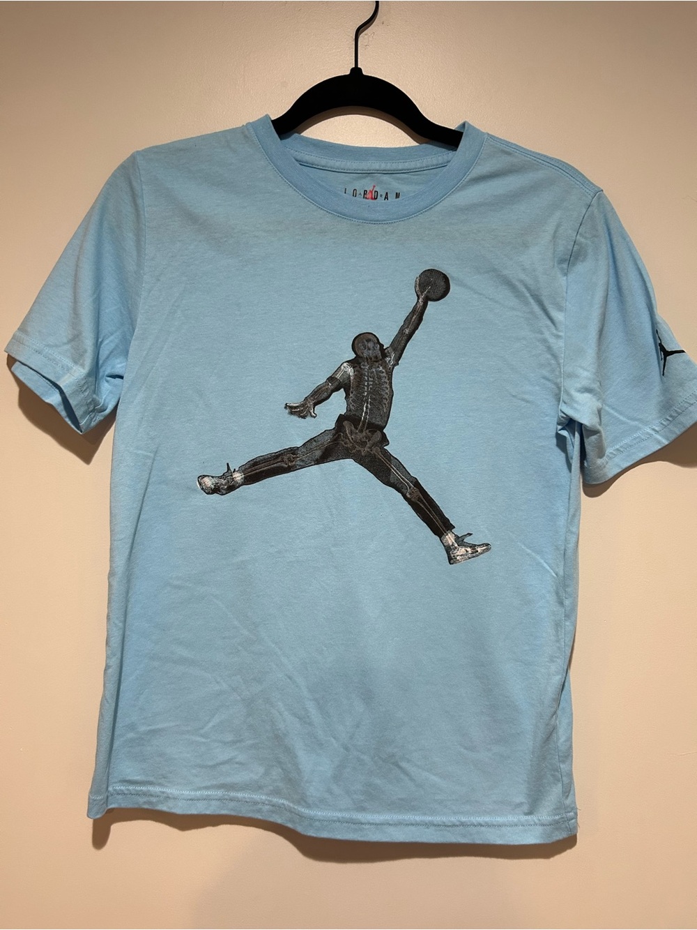 Jordan Light Blue Tee with Skeletal Jumpman